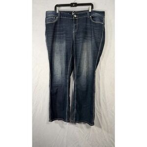 Lane Bryant Slim Boot Dark Blue Wash Jeans Size 18 White Stitching Pants